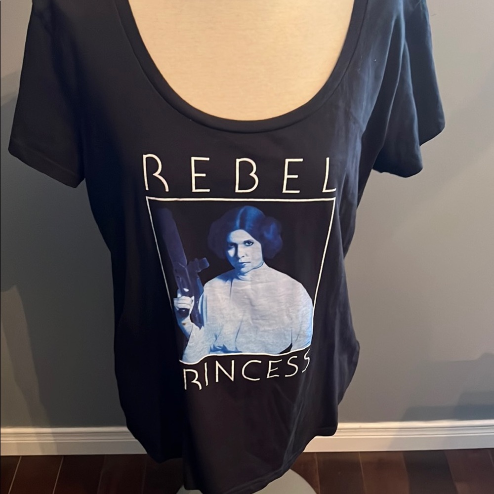 Star Wars Shirt Girls Medium Black Short Sleeve Princess Leia Rebel Princess Top